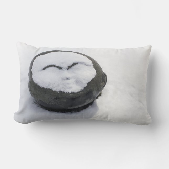 Happy Buddha With Snow Facial Lumbar Pillow (Front)