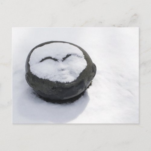 Happy Buddha With Snow Facial Postcard