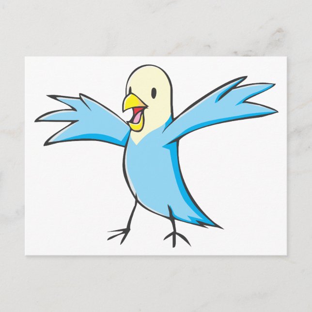 Happy Budgerigar Parrot Bird Cartoon Postcard (Front)
