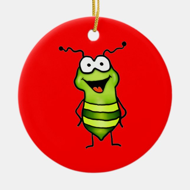 Happy Bug Ceramic Ornament (Front)