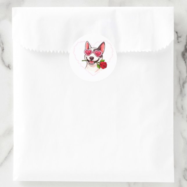 Happy bull terrier classic round sticker (Favor Bag)