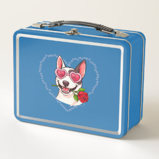 Happy bull terrier metal lunch box