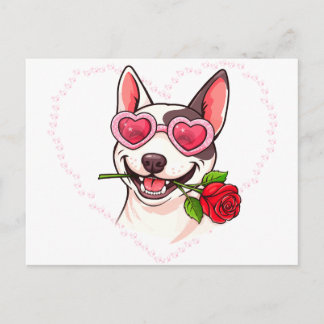 Happy bull terrier postcard