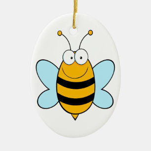 happy bumble bee goofy cartoon ceramic ornament
