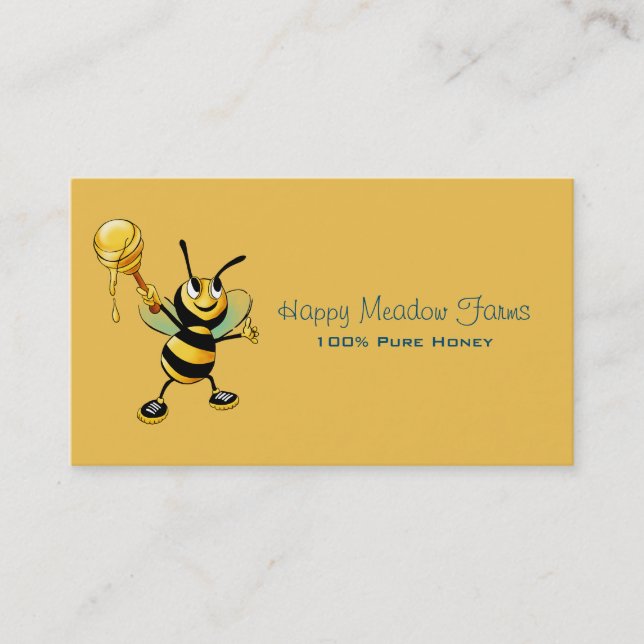 Happy Bumble Bee with a Scoop of Honey Business Card (Front)