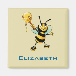 Happy Bumble Bee with a Scoop of Honey Personalize Magnet