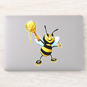 Happy Bumble Bee with a Scoop of Honey Sticker