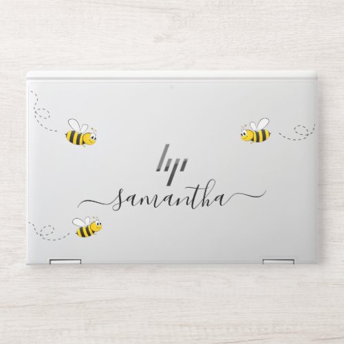 Happy bumble bees summer fun humor monogram HP laptop skin