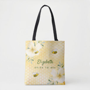 Happy bumble bees yellow honeycomb Bride to Bee Tote Bag