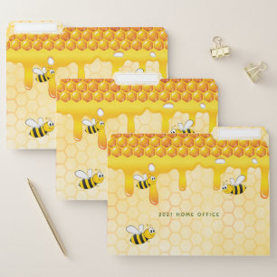 Happy bumble bees yellow honeycomb home office file folder