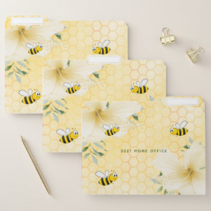 Happy bumble bees yellow honeycomb home office file folder