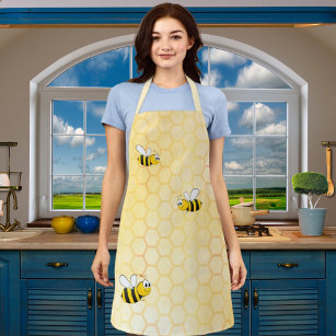 Happy bumble bees yellow honeycomb summe apron