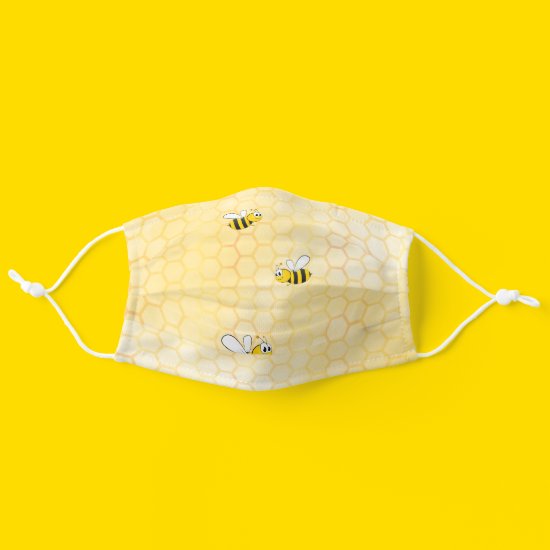 Happy bumble bees yellow honeycomb summer cloth face mask
