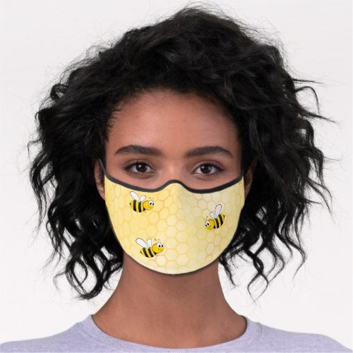 Happy bumble bees yellow honeycomb summer premium face mask