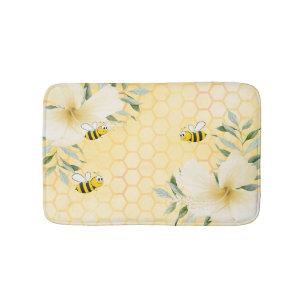 Happy bumble bees yellow honeycomb sweet bath mat