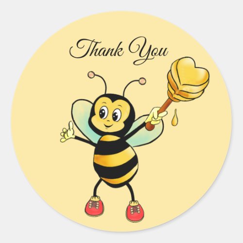 Happy Bumblebee Thank You Classic Round Sticker