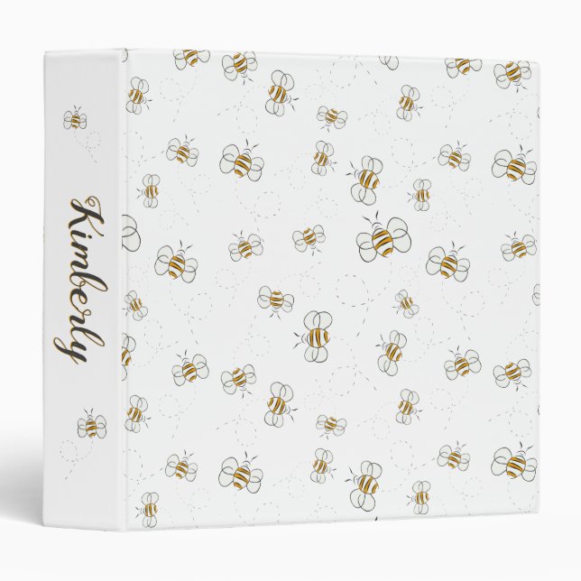 Happy Bumblebees Personalized 3 Ring Binder (Front/Spine)