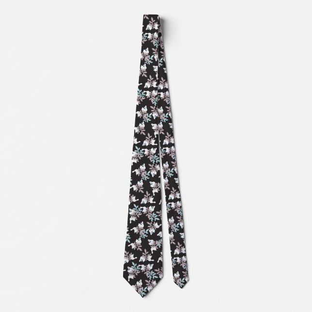 Happy Bunnies and Floral Graden Pattern Neck Tie (Front)