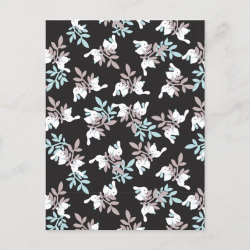 Happy Bunnies and Floral Graden Pattern Postcard