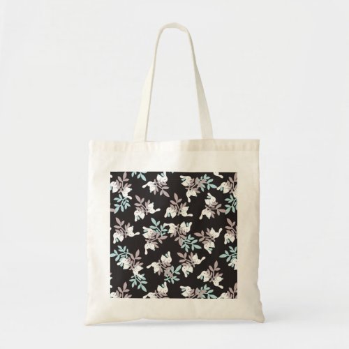 Happy Bunnies and Floral Graden Pattern Tote Bag