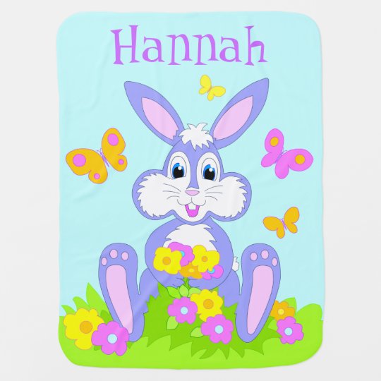 Happy Bunny Baby Blanket Personalized Name