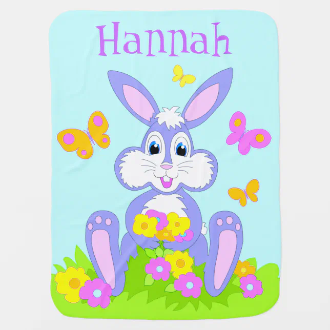 Happy Bunny Baby Blanket Personalized Name Zazzle