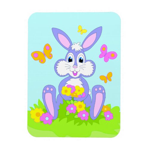 Happy Bunny Butterflies Flowers Cartoon Rabbit Magnet