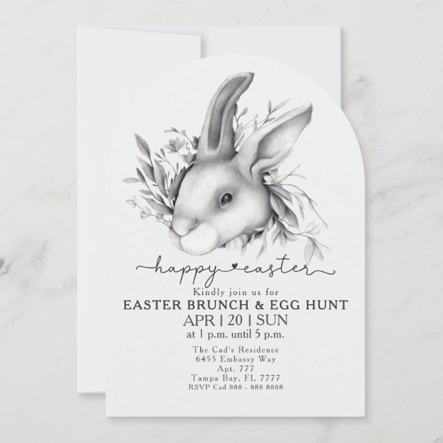 Happy Bunny Easter Brunch & Egg Hunt Invitation (Front)