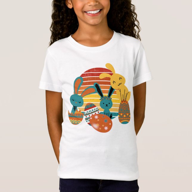 Happy Bunny, Easter Egg, Cute T-Shirt (Front)