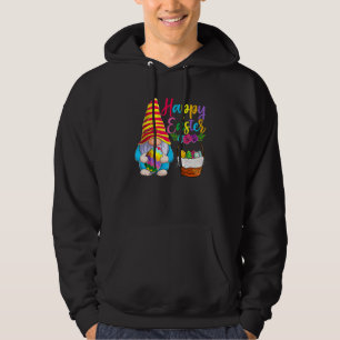 Happy Bunny Easter Gnome  Funny Rabbit Egg Basket  Hoodie