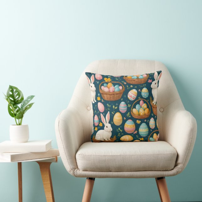 Happy Bunny Easter Modern Collection Throw Pillow (Chair)