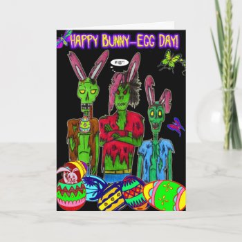 Happy Bunny-egg Card by ZombiZombi at Zazzle