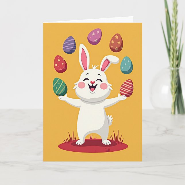 Happy Bunny Eggs Spring Card (Front)
