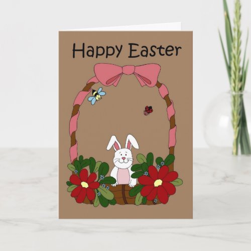 Happy Bunny in a Basket Holiday Card