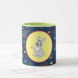 Happy Bunny Pastel Mug - Cute Rabbit Ceramic