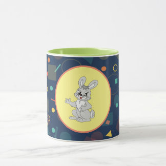 Happy Bunny Pastel Mug - Cute Rabbit Ceramic