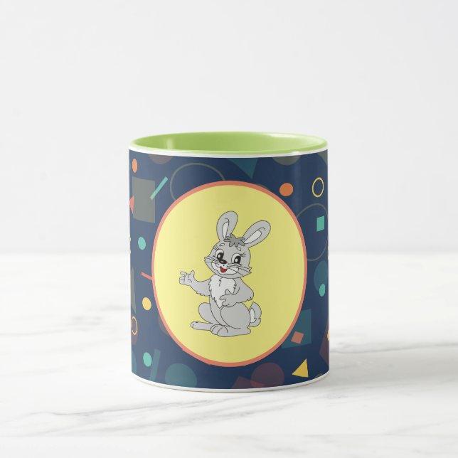 Happy Bunny Pastel Mug - Cute Rabbit Ceramic (Center)
