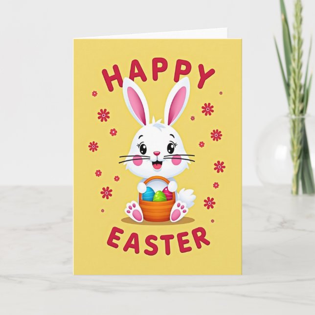 Happy Bunny Spring Floral Card (Front)