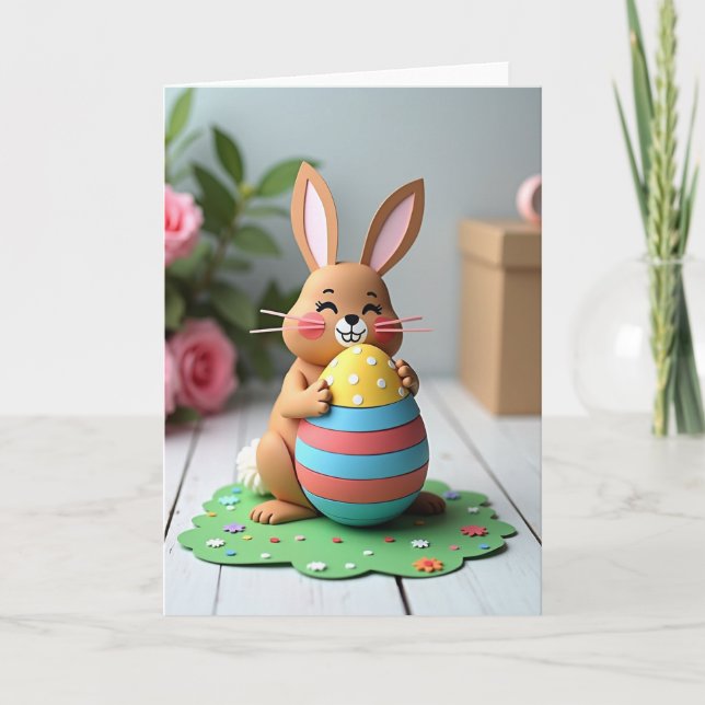 Happy Bunny Spring Oval Card (Front)