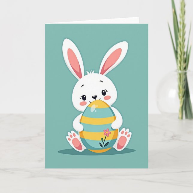 Happy Bunny Striped Egg Card (Front)