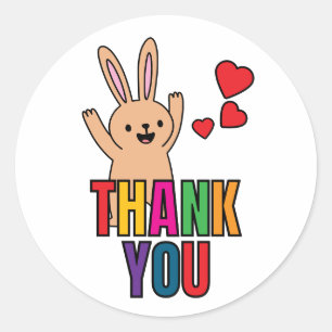 Happy Bunny Thank You Classic Round Sticker