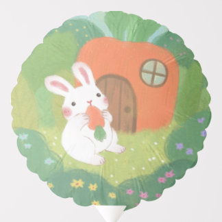 Happy Bunny with Carrot in Forest Balloon