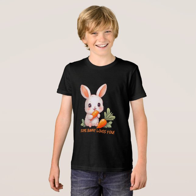 Happy Bunny with Carrot Tri-Blend Shirt (Front Full)
