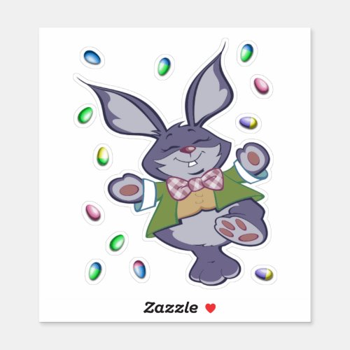 Happy Bunny With Eggs Sticker