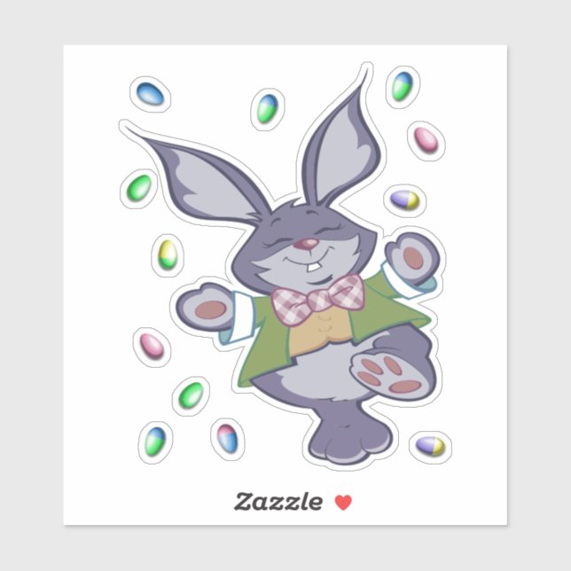 Happy Bunny With Eggs Sticker (Sheet)