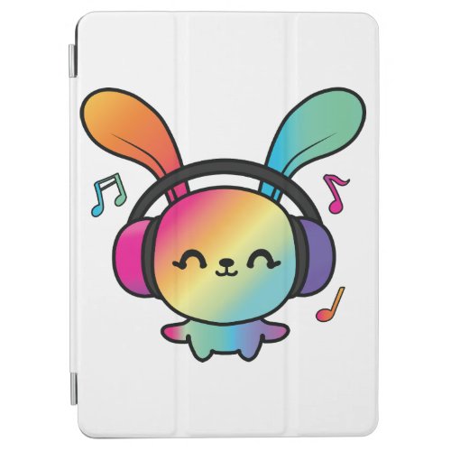 Happy Bunny with headphones listening to music  iPad Air Cover