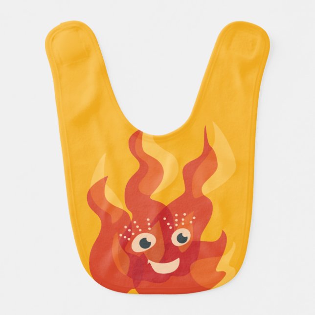 Happy Burning Fire Flame Character Bib (Front)