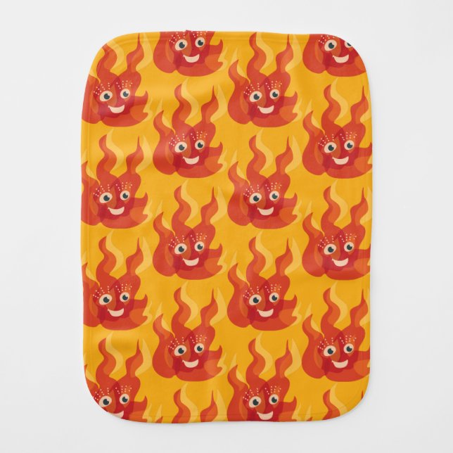 Happy Burning Fire Flame Character Pattern Baby Burp Cloth (Front)