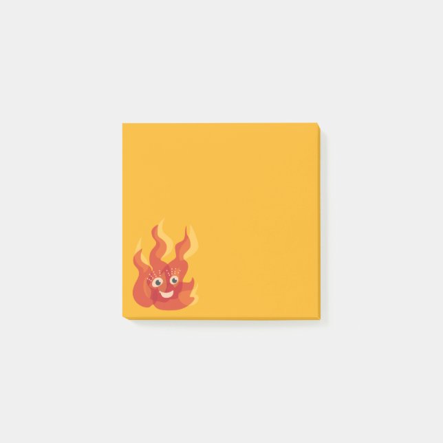 Happy Burning Fire Flame Character Post-it Notes (Front)