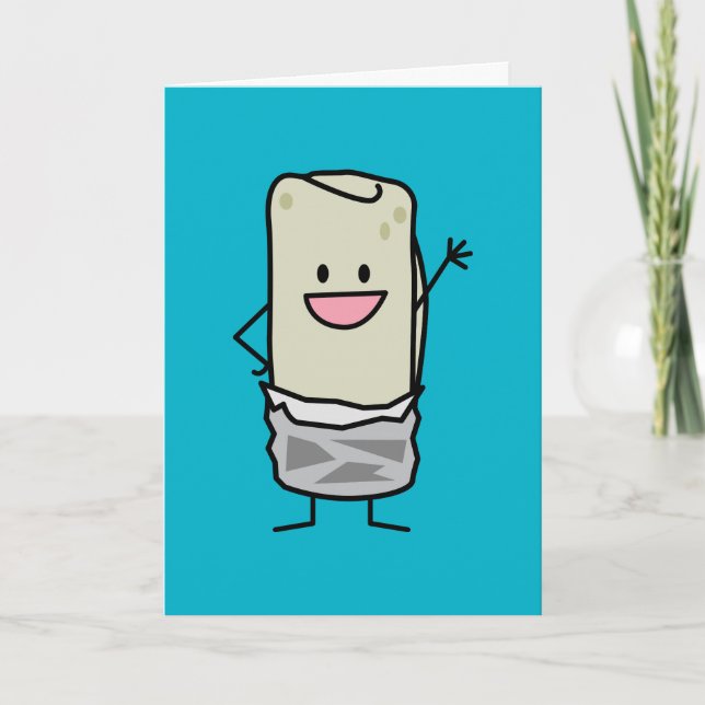 Happy Burrito Waving Hello Card (Front)